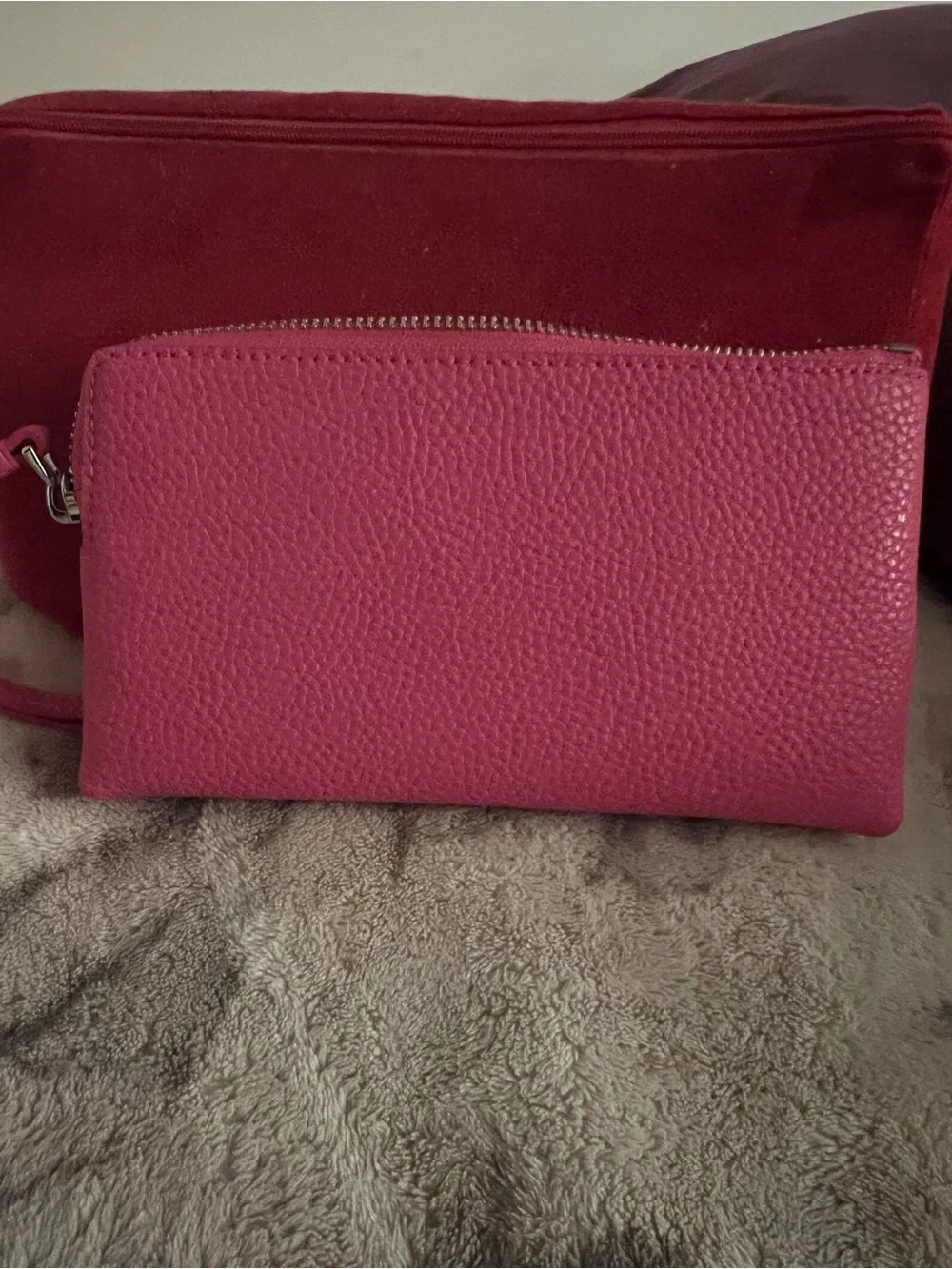 Marc Jacobs Pink Pebbled Leather Zip Pouch
